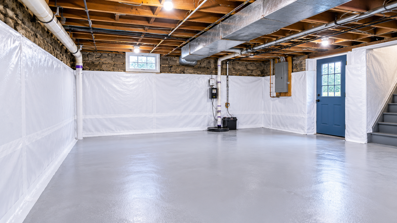 Professional basement waterproofing drainage system